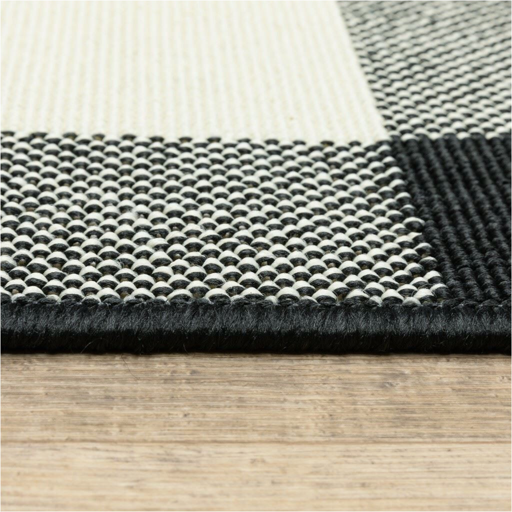 Wiest Gingham Check Black Indoor Outdoor area Rug Durable 5?x8? Black and Ivory Gingham Indoor Outdoor area Rug Home Decor