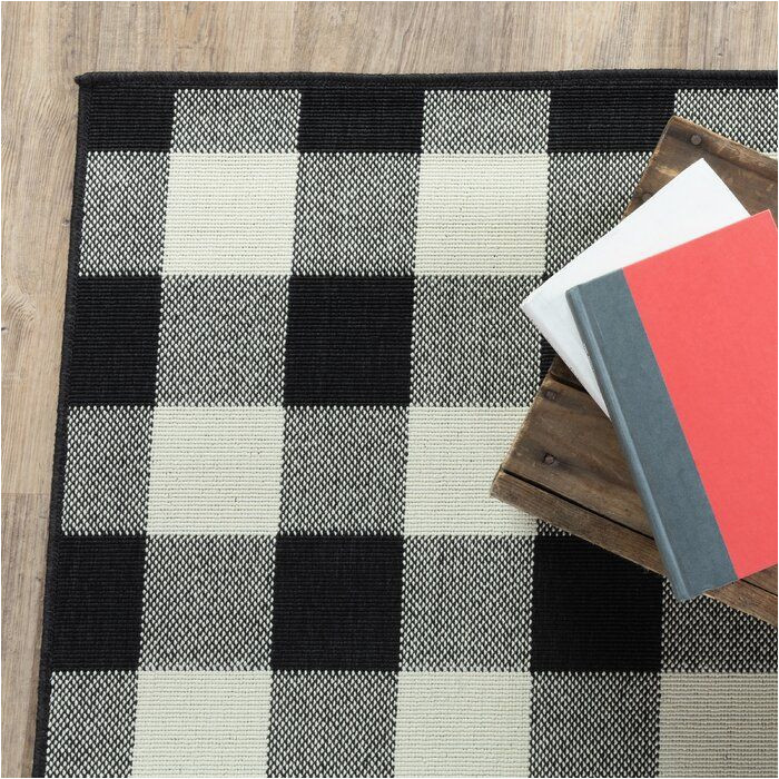 Wiest Gingham Check Black Indoor Outdoor area Rug Millwood Pines Wiest Gingham Check Black Indoor/outdoor area Rug …