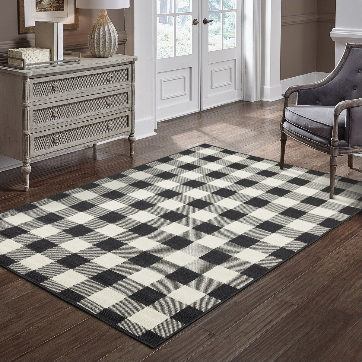 Wiest Gingham Check Black Indoor Outdoor area Rug oriental Weavers Marina 1932k Country area Rugs Rugs Direct