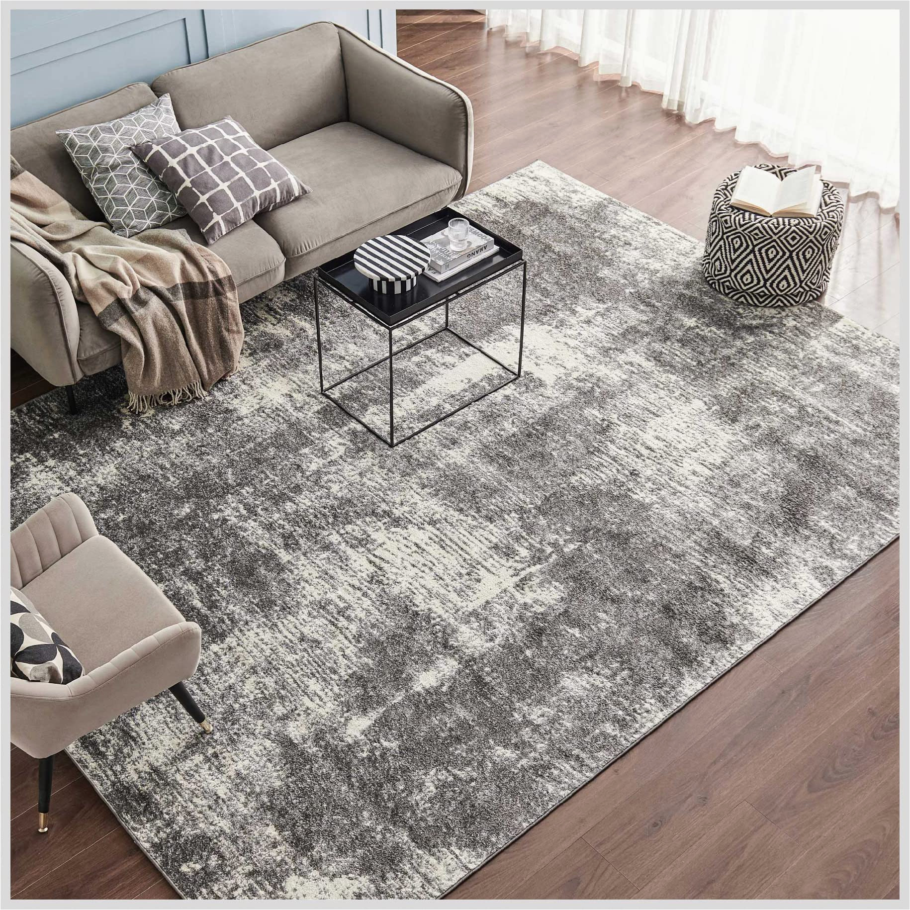 10 X 10 area Rugs Cheap Eviva 8×10 area Rugs for Living Room Polypropylene Turkish Rug Indoor Low Pile Large 8 X 10′ area Rug with Stain-resistant Big Size Grey 8 by 10 area …