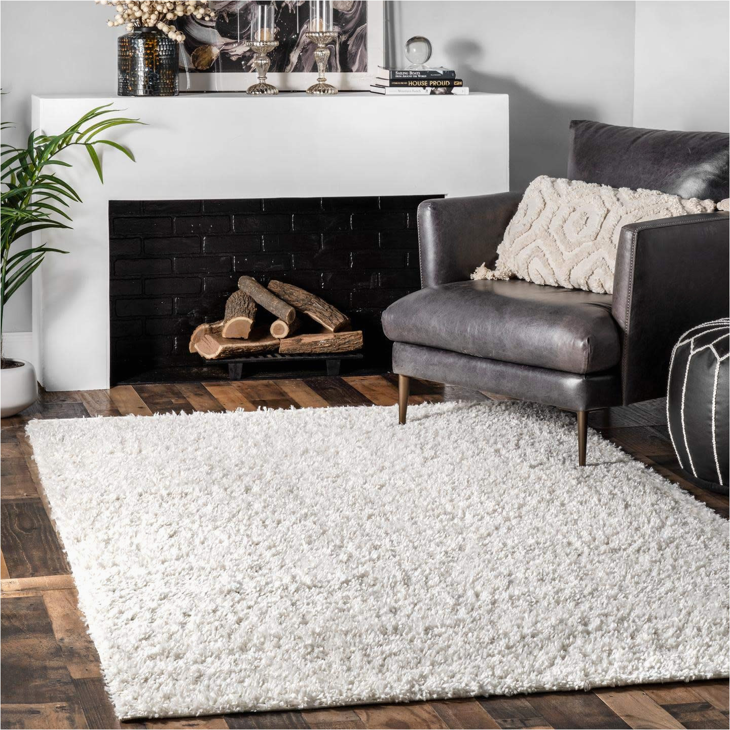 10 X 10 area Rugs Cheap Nuloom Belleza Shag area Rug, 7′ 10″ X 10′ 10″, Ivory