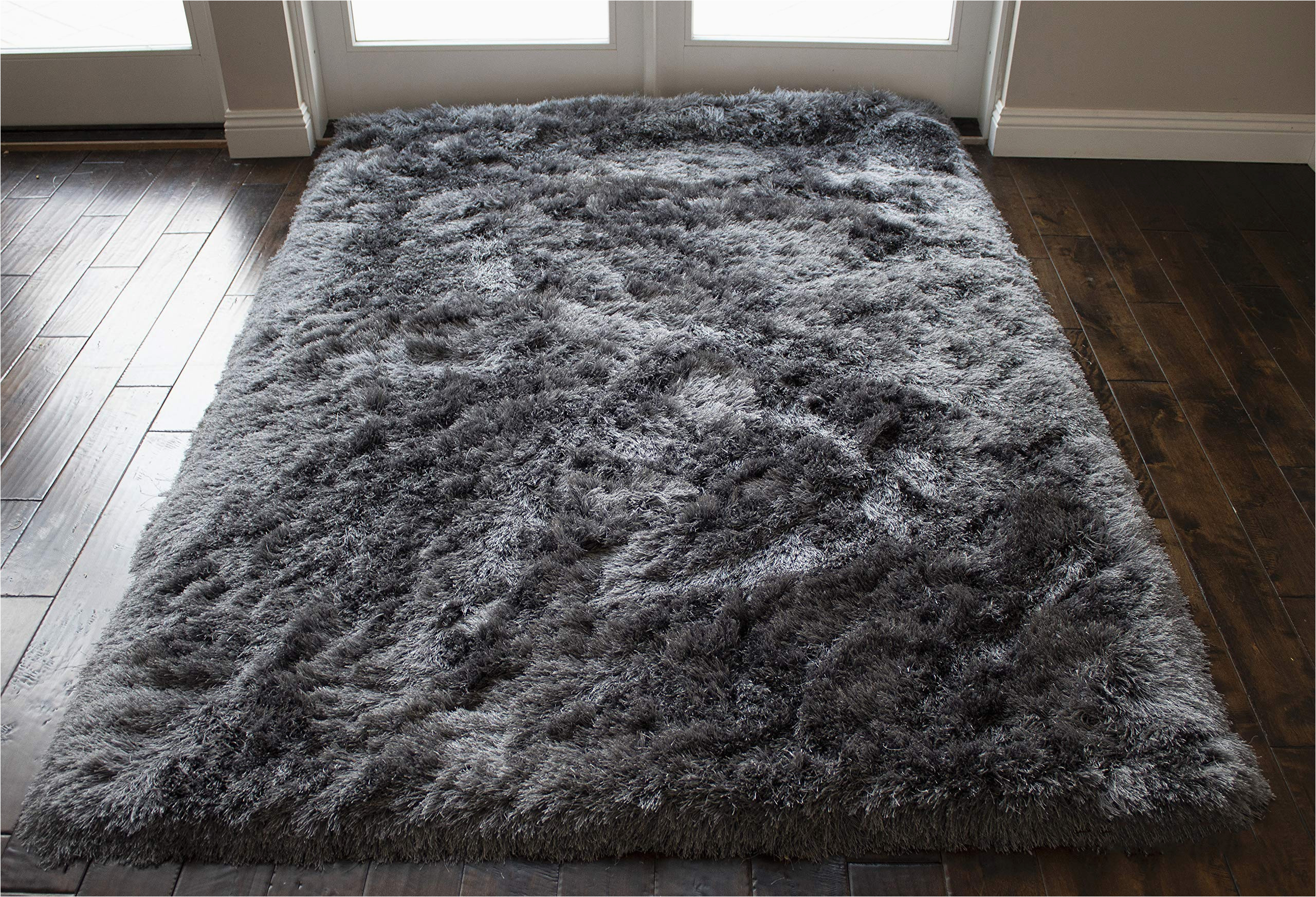8×10 solid Gray area Rug Gray Grey Color Two tone 8×10 area Rug Carpet Rug solid soft Plush Pile Shag Shaggy Fuzzy Furry Modern Contemporary Decorative Designer Bedroom Living …
