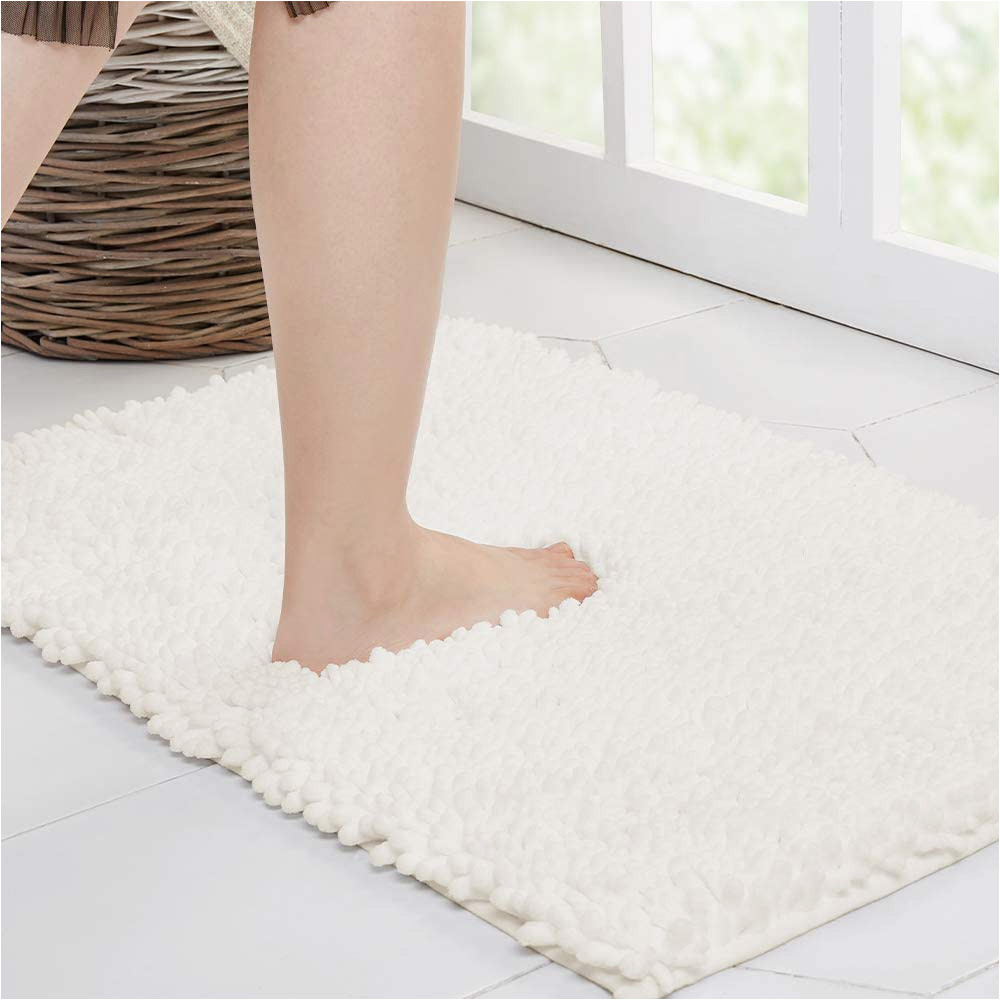 Best Absorbent Bath Rug Walensee Large Bathroom Rug Non Slip Bath Mat (72×24 Inch Ivory) Water Absorbent Super soft Shaggy Chenille Machine Washable Dry Extra Thick Perfect …