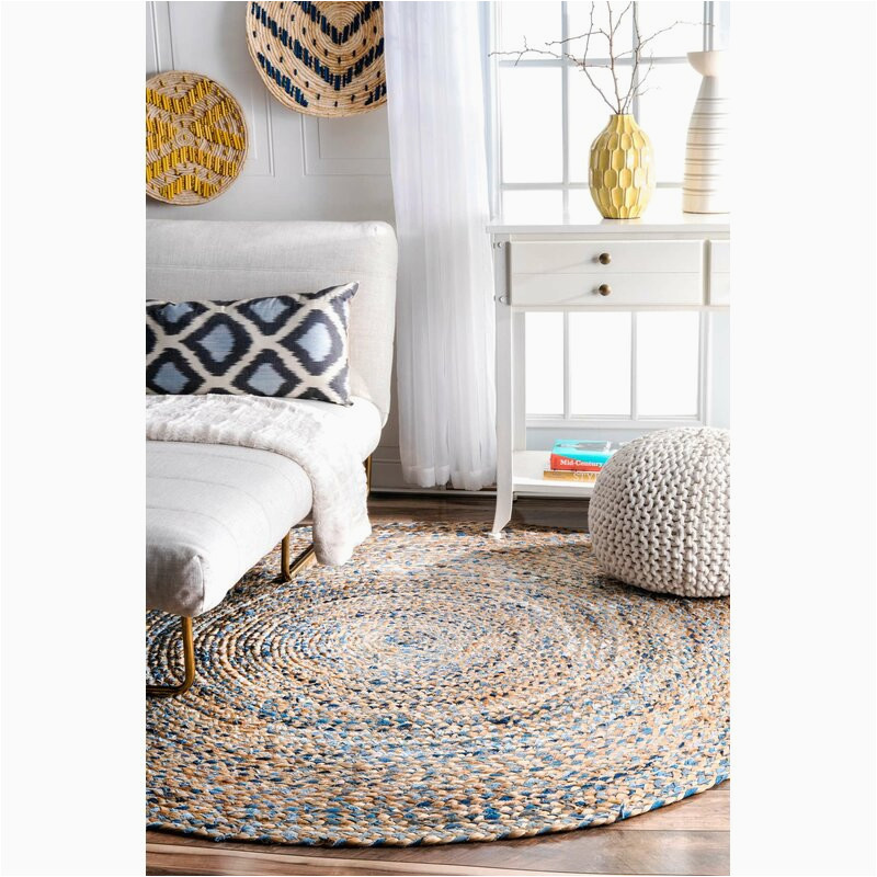 Destrie Hand Braided Blue area Rug Destrie Handmade Braided Blue/beige area Rug Round 6 …