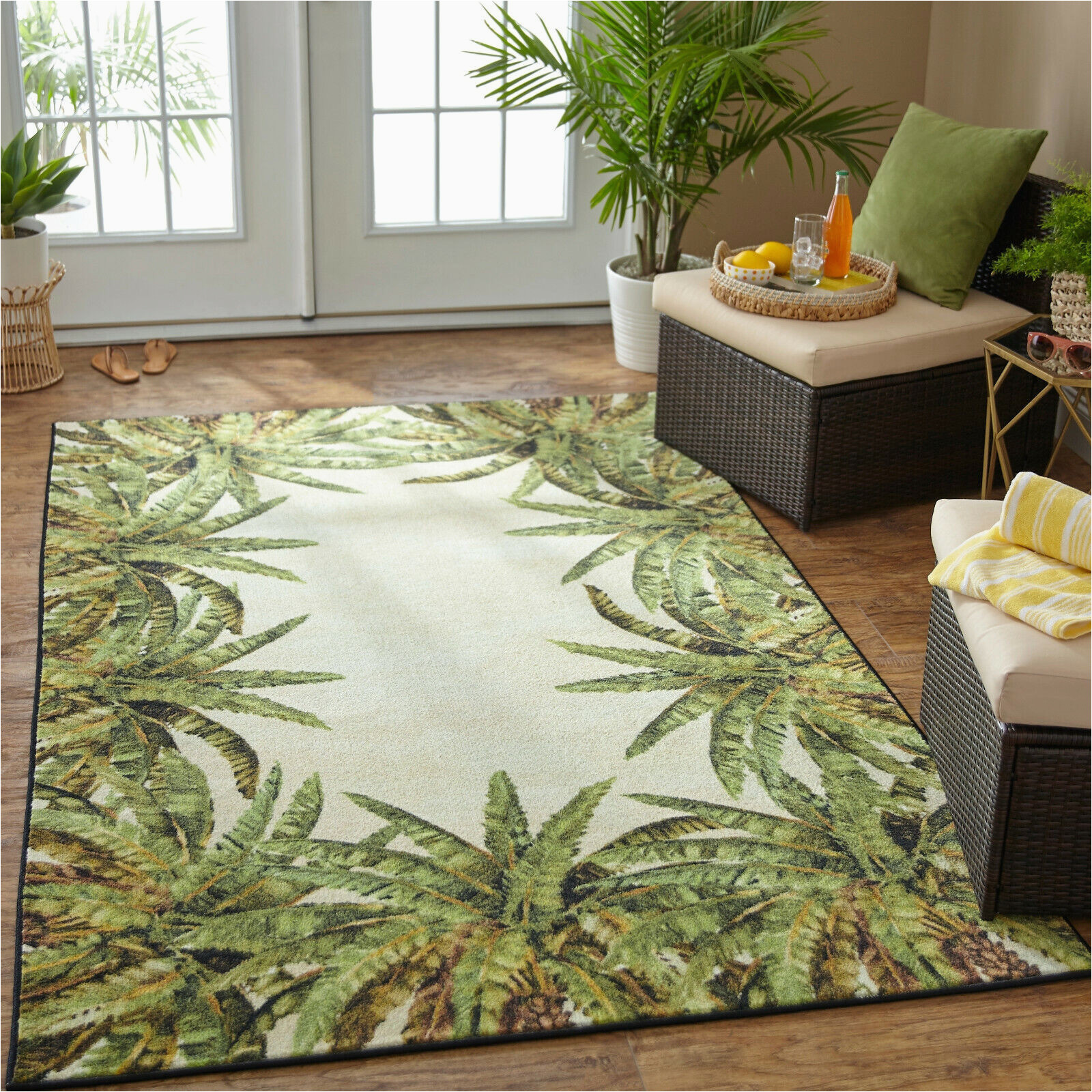 Discounted area Rugs with Free Shipping Tropical island Palm Coastal Green area Rug **free Shipping**