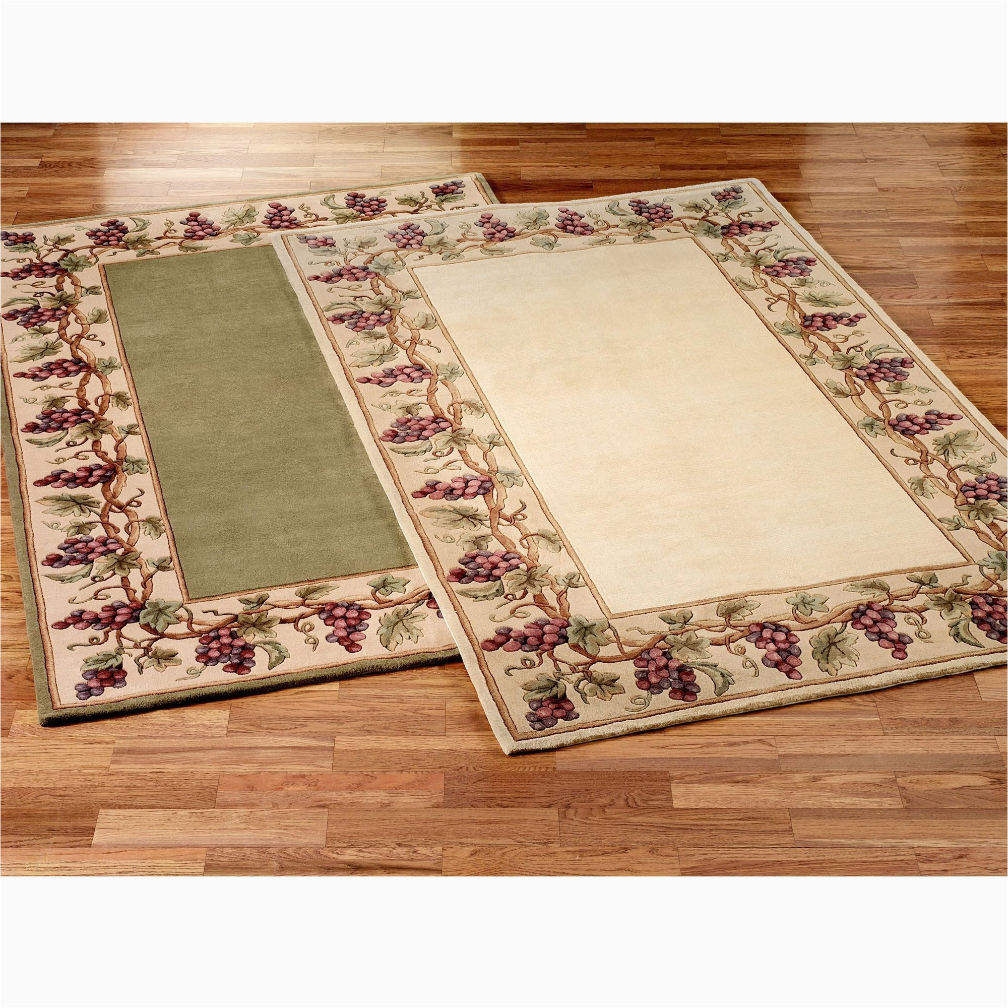 Grapes Napa Border area Rugs Napa Grape Border Wool Round Rug