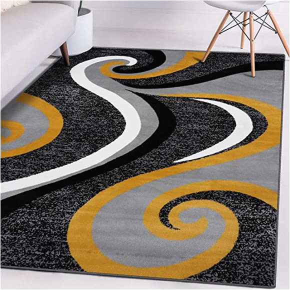 Grey and Yellow area Rug 8×10 0327 Yellow 8×10 area Rug Carpet Large New