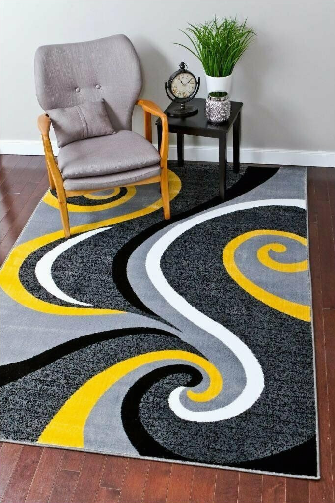 Grey and Yellow area Rug 8×10 Rugs area Rugs Carpets 8×10 Rug Floor Gray Modern Large Yellow …