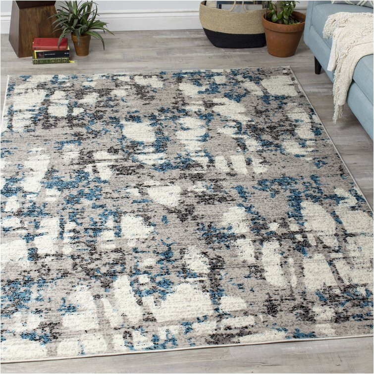 Grey Cream and Blue area Rugs Meridian Abstract Grey/cream/blue area Rug