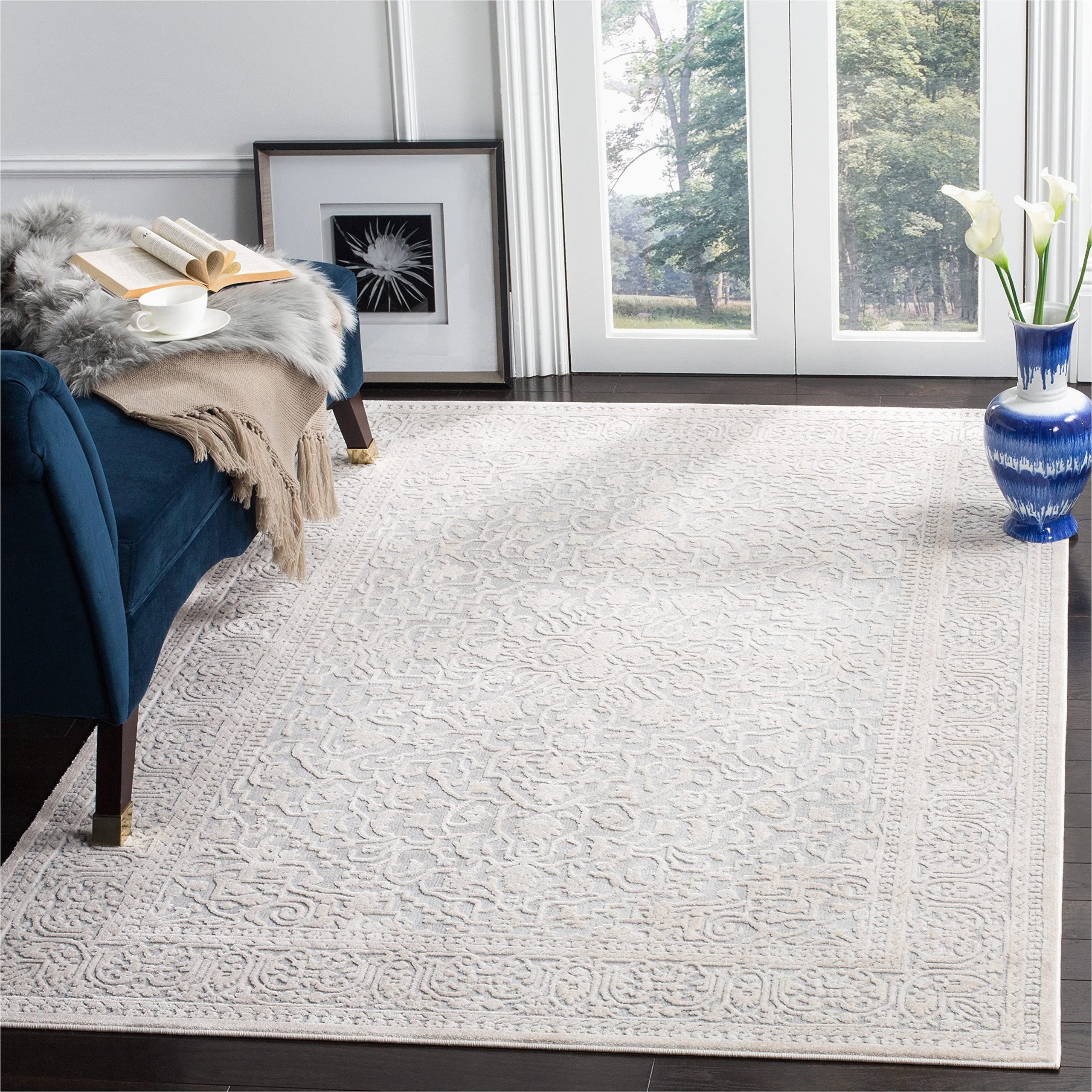 Grey Cream and Blue area Rugs Safavieh Reflection Collection 10′ X 14′ Light Grey/cream Rft670c Vintage Distressed area Rug