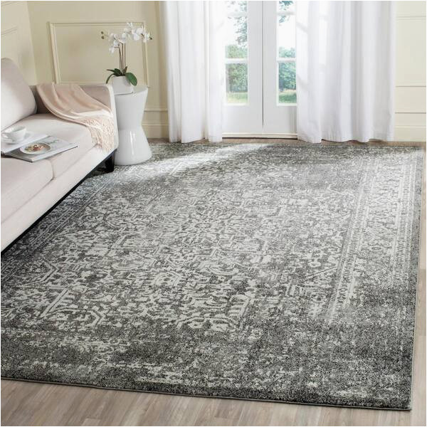 Home Depot 10×12 area Rugs Safavieh Evoke Grey/ivory 9 Ft. X 12 Ft. Border area Rug Evk256d-9 …