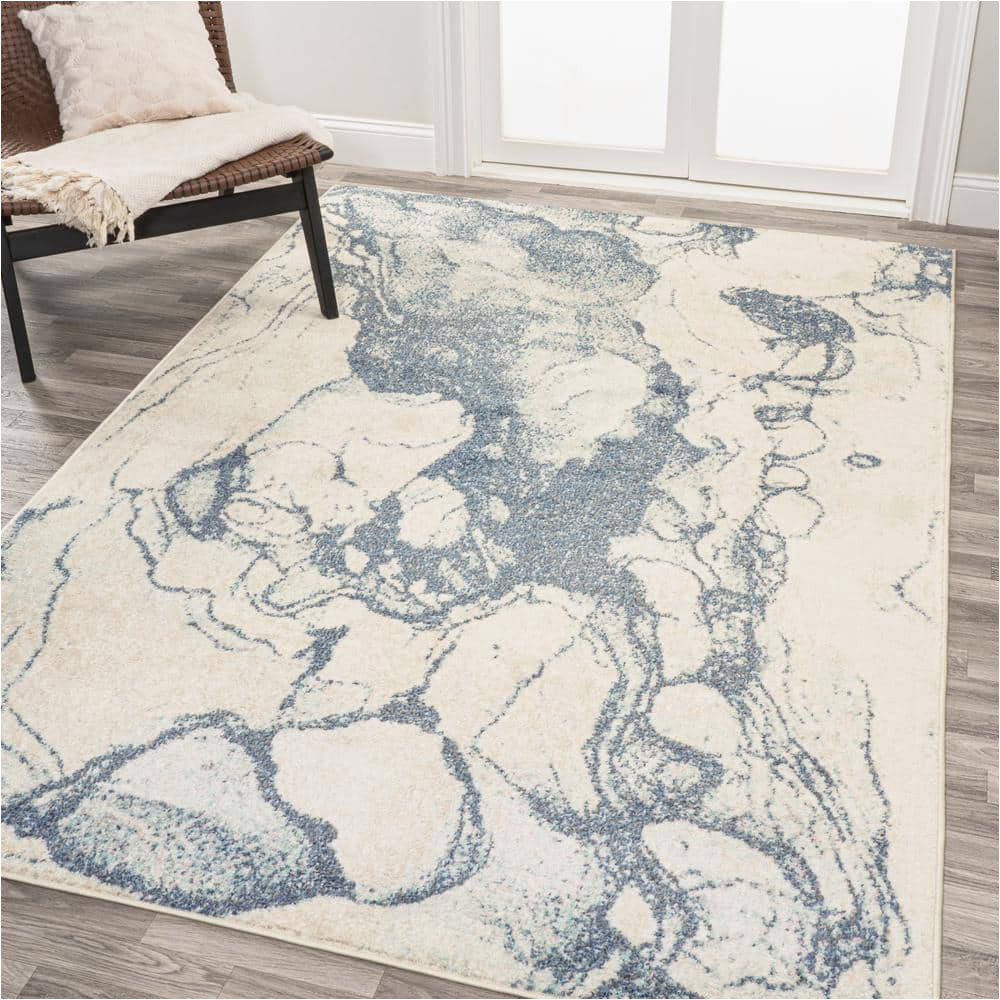 Kaia Gray Watercolors area Rug Jonathan Y Marmo Abstract Marbled Modern Blue/cream 4 Ft. X 6 Ft …