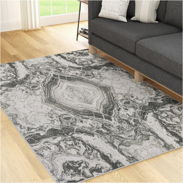 Kaia Gray Watercolors area Rug Mayview Darrow Abstract Gray Marble Rug, 8′ X 10′