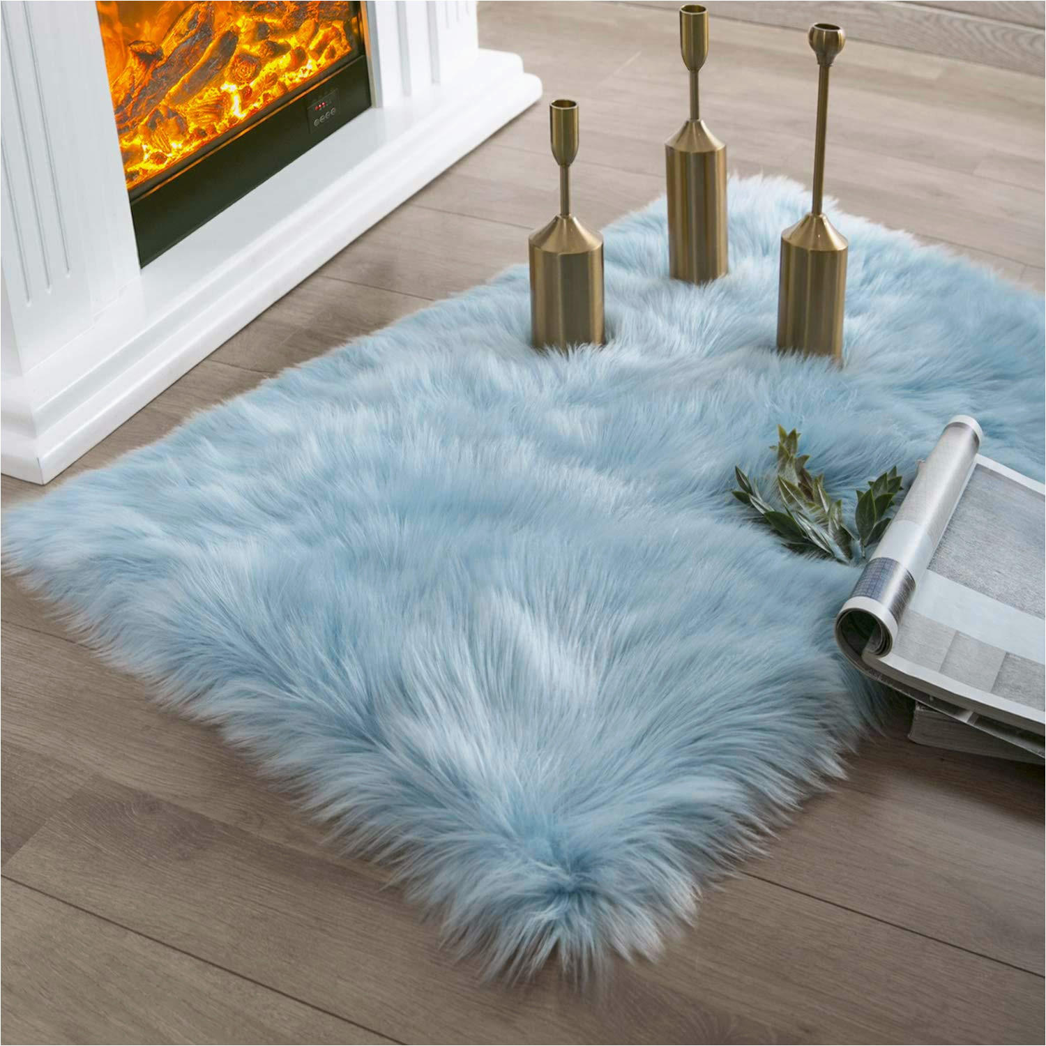 Light Blue Fuzzy Rug Amazon.com: ashler Faux Fur Rug, Fluffy Shaggy area Rug Ultra soft …