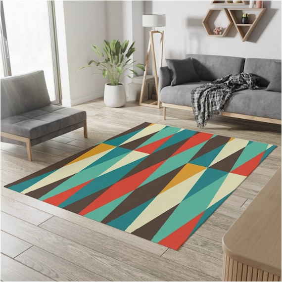 Mid Century Modern Style area Rugs Mid Century Modern area Rug Abstract Brown Teal Burnt – Etsy.de