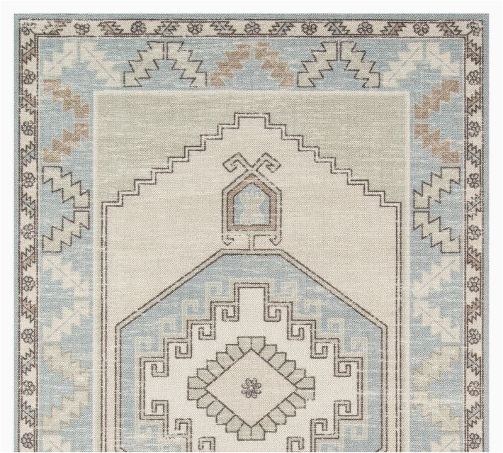 Moyer Indoor Light Blue area Rug Lenora Persian-style Rug Pottery Barn