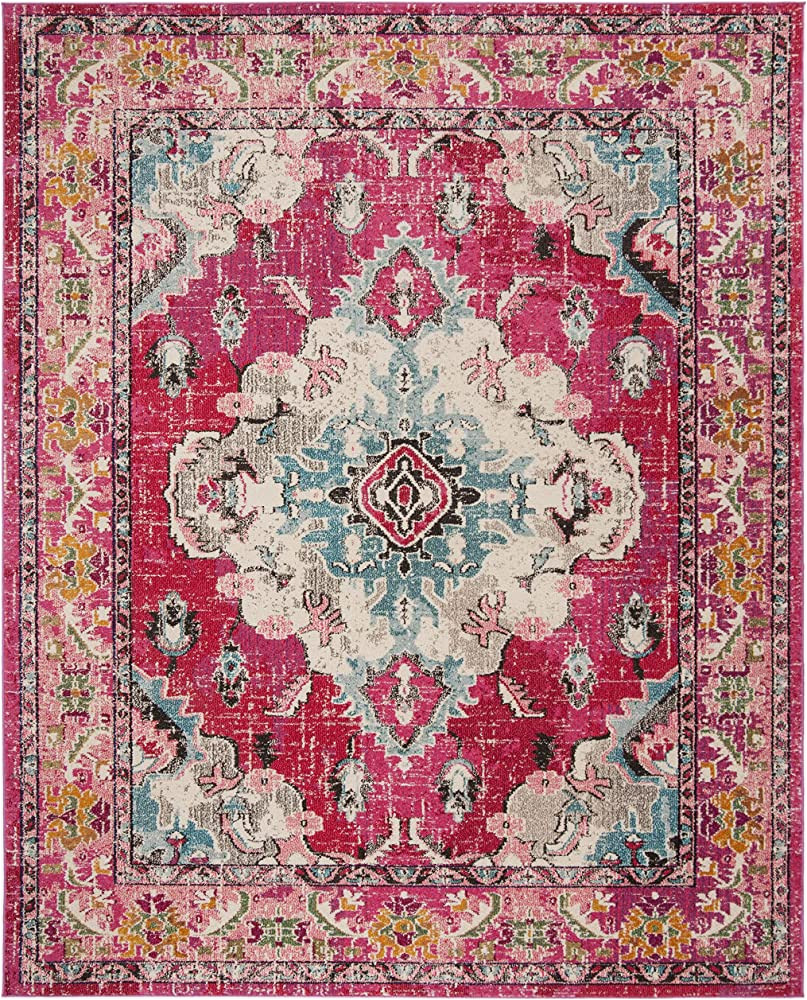 Moyer Indoor Light Blue area Rug Safavieh Monaco Collection 11′ X 15′ Pink/multi Mnc243d Boho Chic Medallion Distressed Non-shedding Living Room Bedroom Dining Home Office area Rug