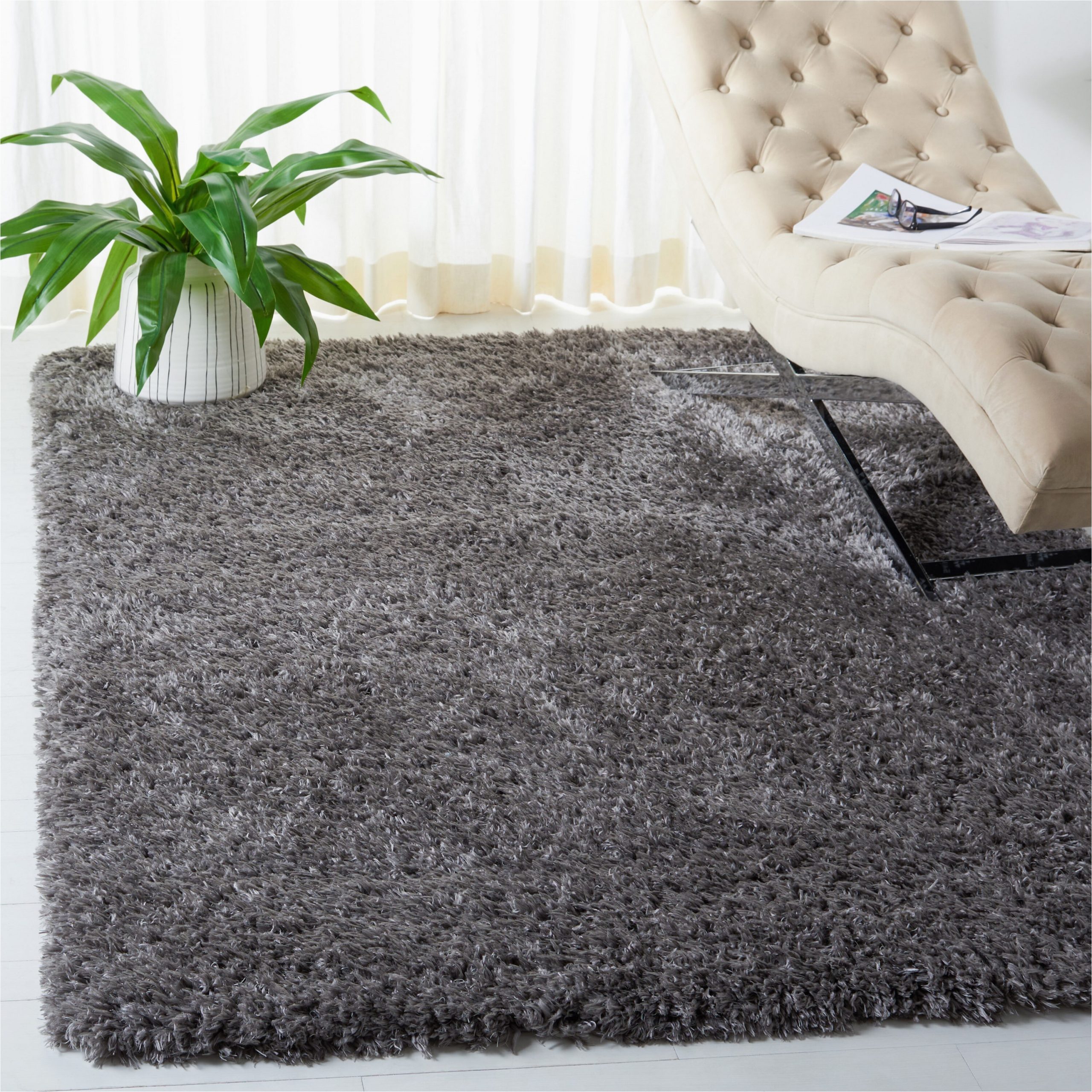 Rhodes Black Charcoal area Rug Safavieh Flokati Rhodes Shag 9 X 12 Charcoal Indoor solid area Rug