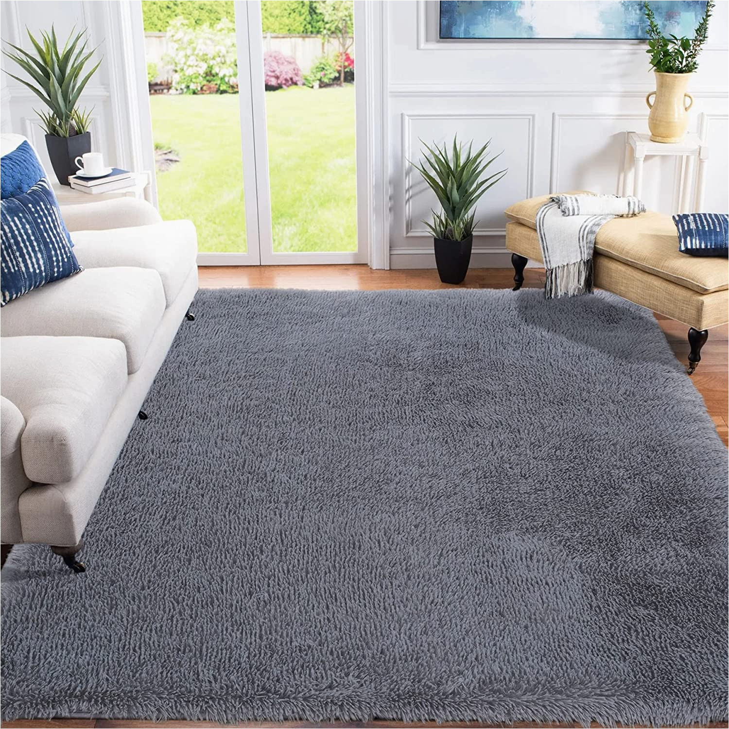 Rug and Home area Rugs Xsivod Large Grey Rug Living Room, Ultra soft Bedroom Rugs area Rugs for Living Room Floor Carpet, Luxury Fluffy Shag Lounge Rug Ideal for Bedroom, …