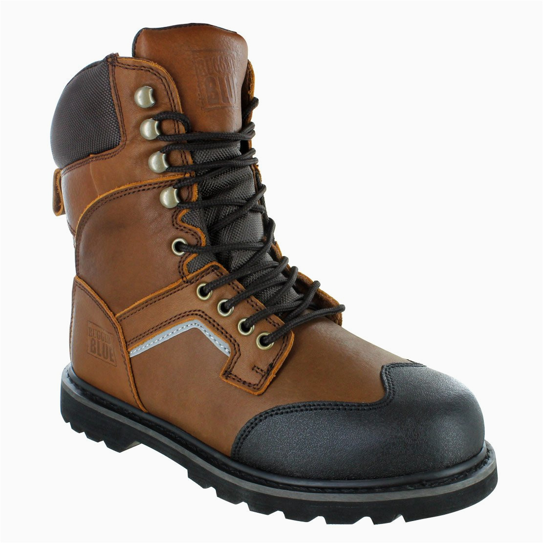 Rugged Blue Work Boots Rugged Blue Est118-brown-steel-7m 8″ Jackson Steel toe Work Boots, English, Leather, 7 M, Brown