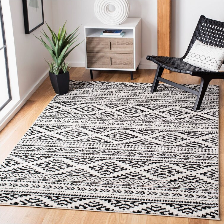 Sauget Hand Woven Black Ivory area Rug Cobos Polypropylene Black/ivory Rug