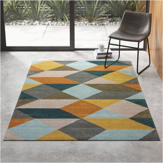 Shavano Hand Tufted Wool Yellow Gold Teal area Rug Add some Funky Vibes to Your Space with This Geometric-pattern area …