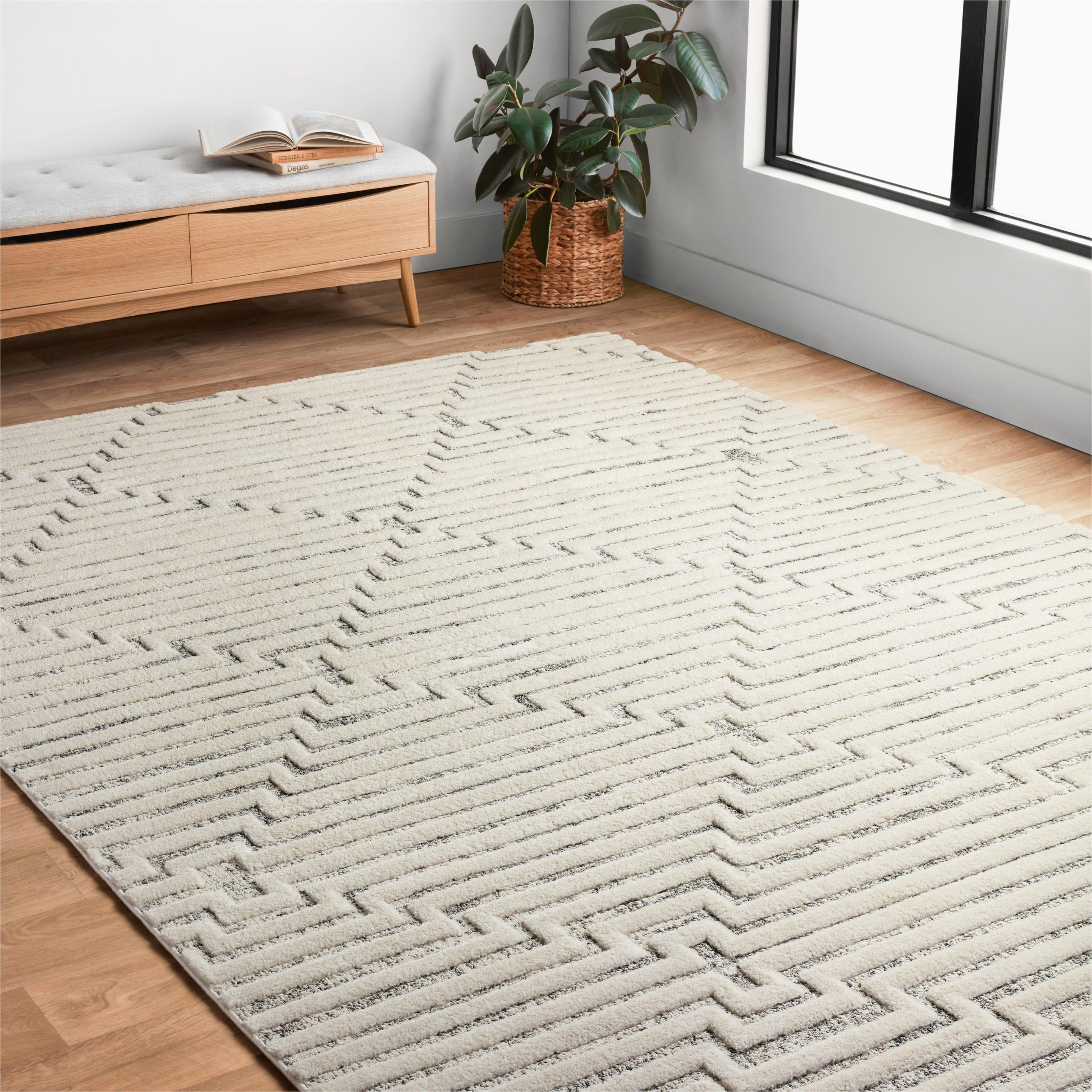 Sigrid Hand Woven Ivory area Rug Mischa Geometric Ivory area Rug