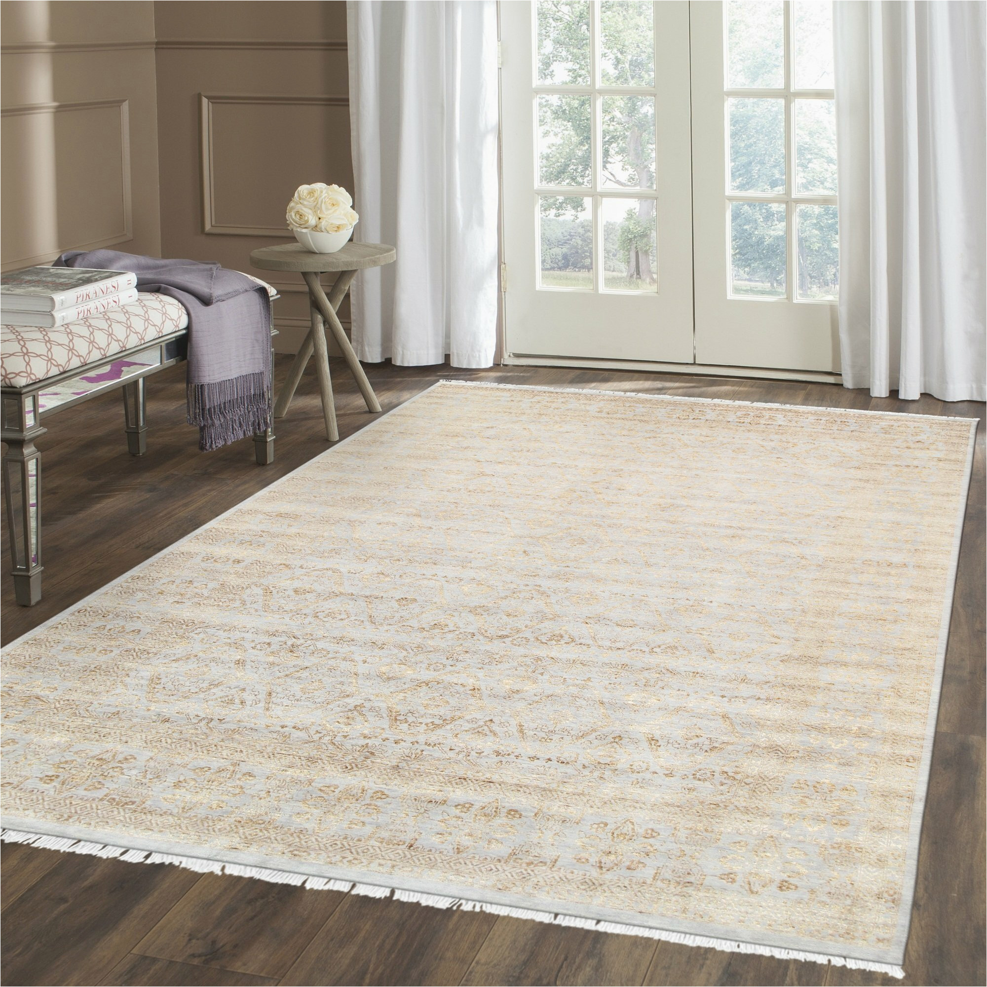 Silk and Wool area Rugs Hand-knotted Wool and Rayon From Bamboo Silk area Rug