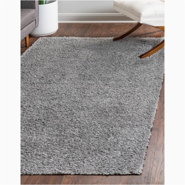 Sterling Gray solid Loomed area Rug Unique Loom Davos Shag Sterling Gray 10 Ft. X 13 Ft. area Rug …