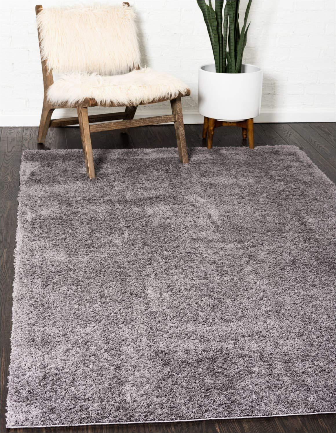 Sterling Gray solid Loomed area Rug Unique Loom Studio solid Shag Collection Urban Modern Super soft & Plush area Rug, 9 Ft X 12 Ft, Dark Gray