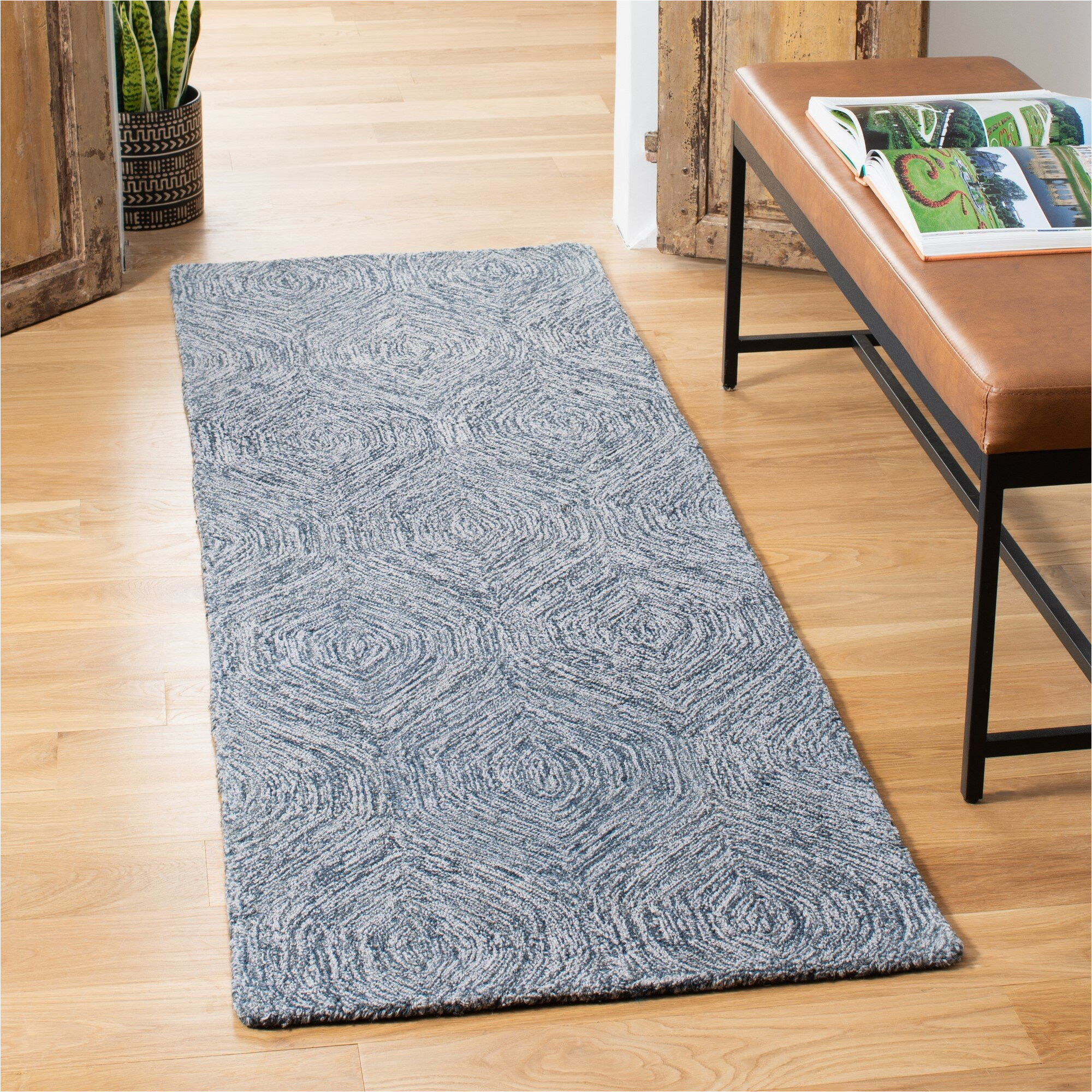 Vedika Gray Cream area Rug Vedika Abstract Handmade Tufted Wool area Rug In Grey / Ivory