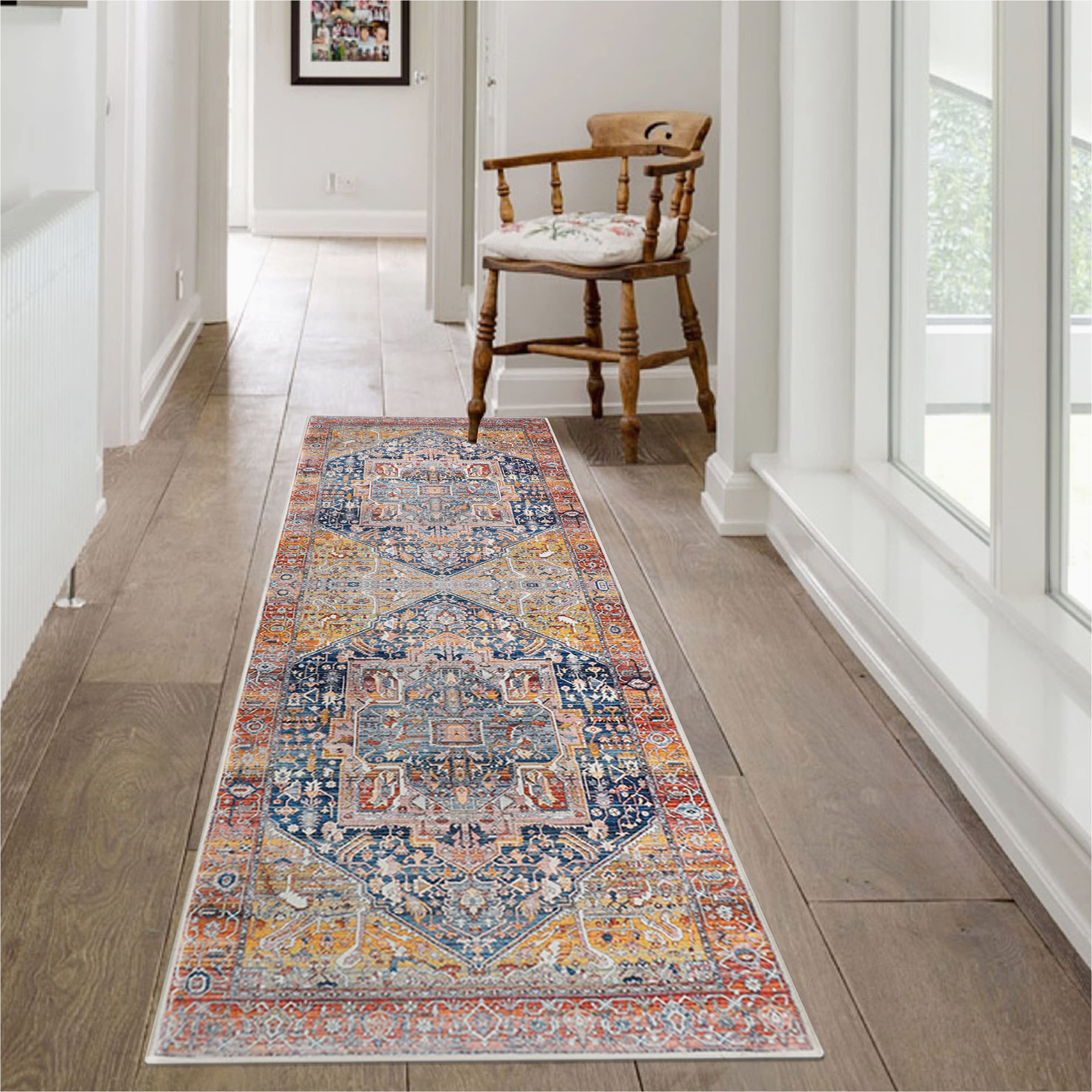 Washable area Rugs and Runners Famibay Vintage oriental Runner Rugs with Rubber Backing 2×6 Rug Runners for Hallways Non Slip Washable Runner Rug Low Pile Cotton Weave Traditional …