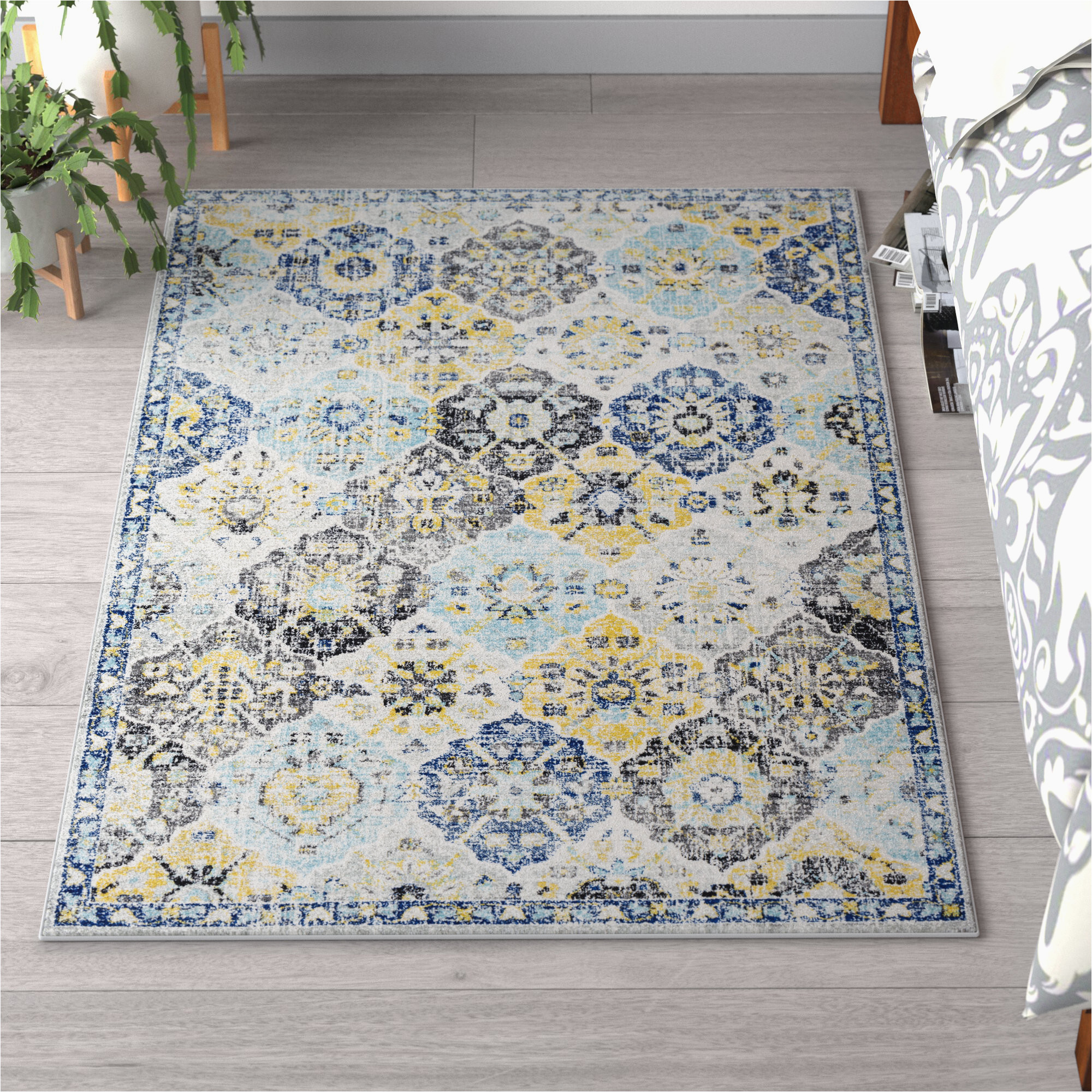 Yellow Gray Blue Rug Hillsby oriental Blue/yellow/gray area Rug