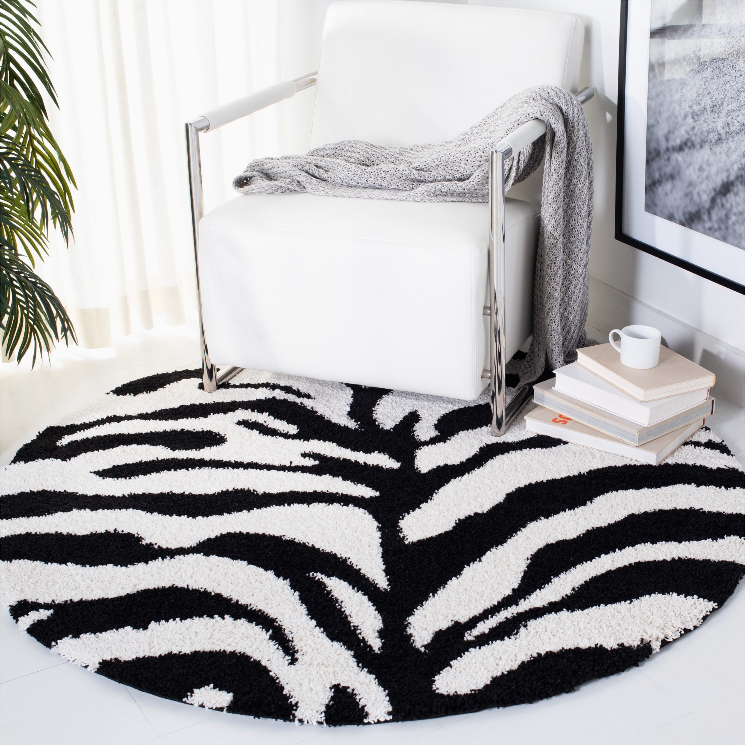 Zebra Print area Rugs Target Safavieh Zebra Shag 7 X 7 Ivory/black Round Indoor Animal Print …