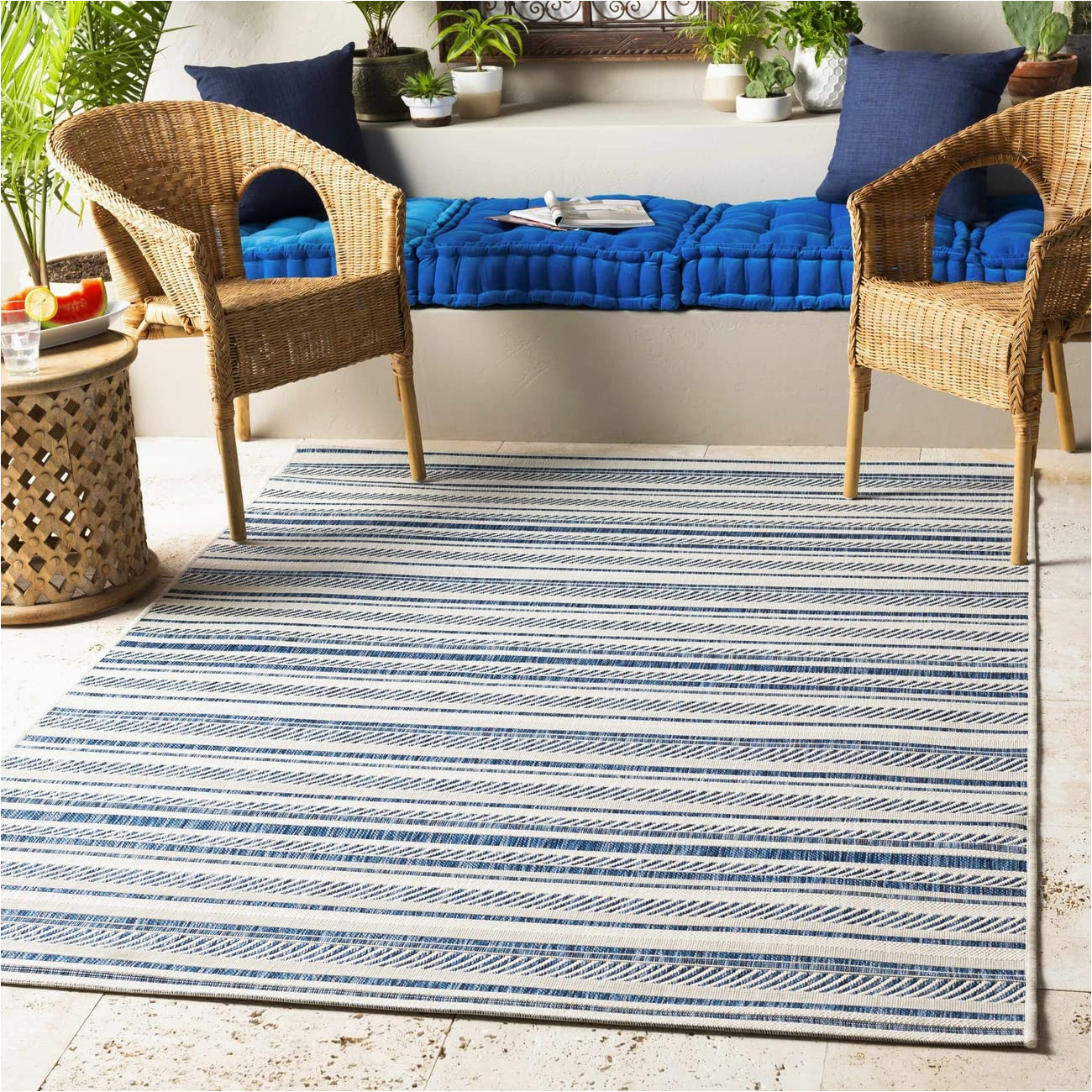 10 X 14 Outdoor area Rugs Mark&day area Rugs, 10×14 Pau Modern Denim Indoor / Outdoor area Rug, Blue / Grey Carpet for Living Room, Bedroom or Kitchen (10′ X 14′)