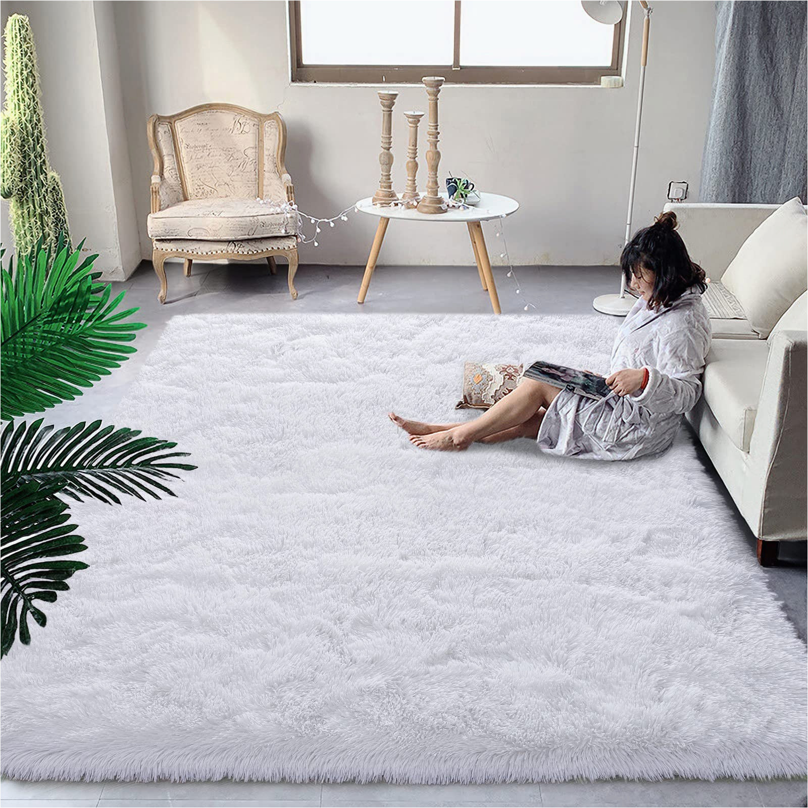 4 X 6 area Rugs Near Me Dweike Super soft Shaggy Rugs Fluffy Carpets, 4×6 Ft, White area Rug for Living Room Bedroom Girls Kids Room Nursery Home Decor, Non-slip Plush Indoor …