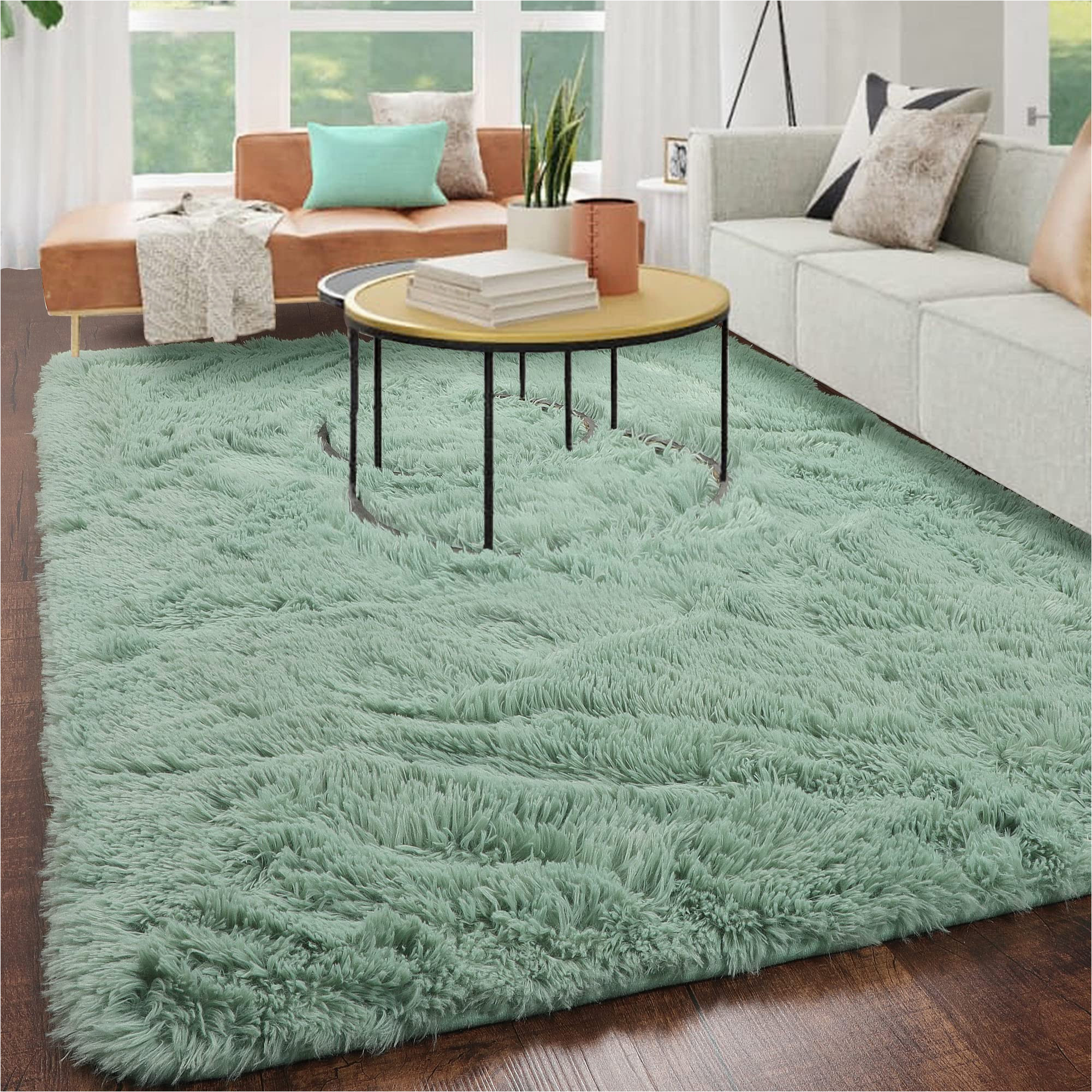 4 X 6 Green area Rugs Kicmor Fluffy Rugs for Bedroom,4×6 Rug,soft Shag area Rugs for Living Room,shaggy Throw Rugs for Kids Playroom,home Office Decor,baby Nursery …