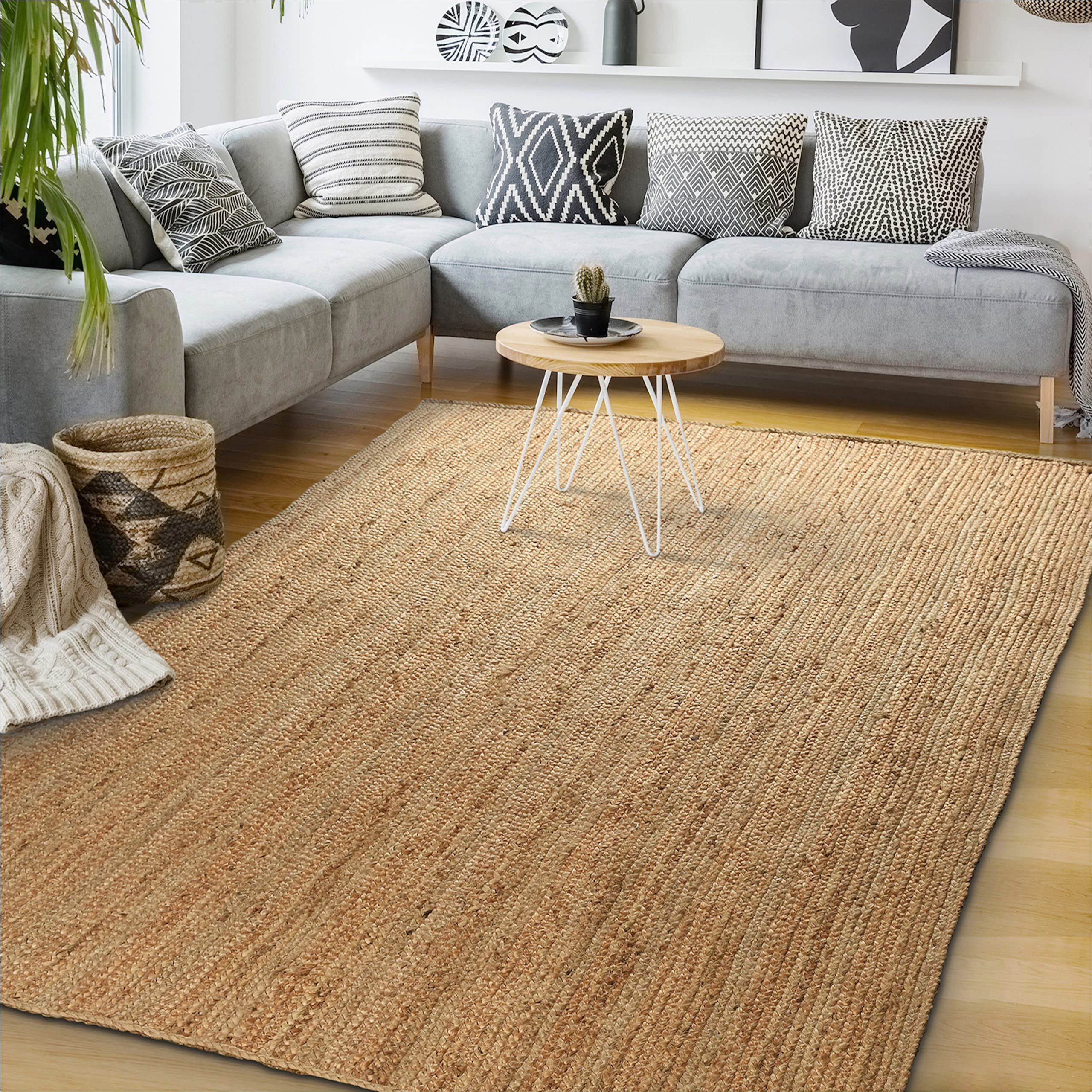 6ft X 6ft area Rugs Signature Loom Handcrafted Farmhouse Jute Accent Rug (4 Ft X 6 Ft) – soft & Comfortable Jute area Rug – Natural Jute Rug to Bring A Sense Of Peace & …