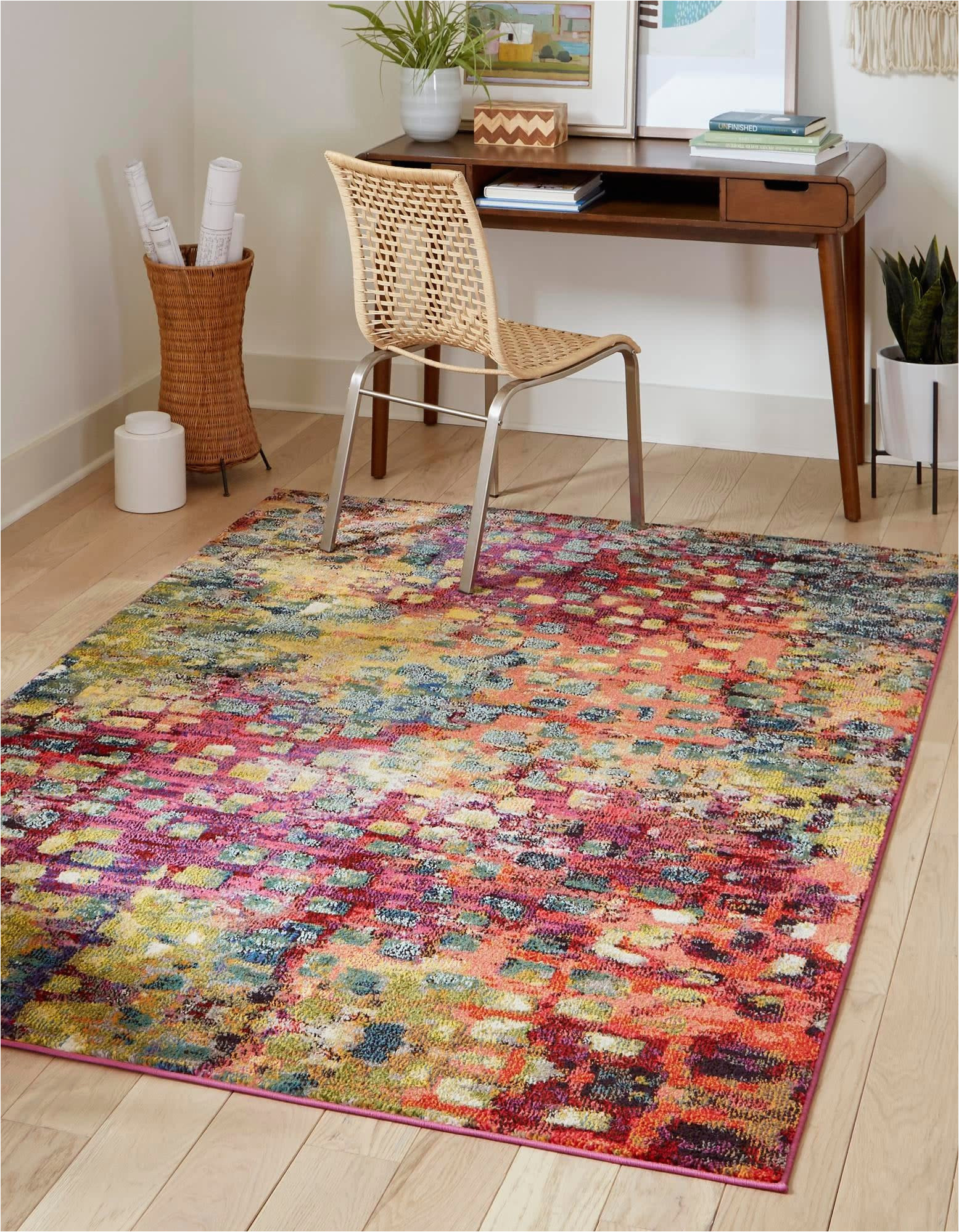 6ft X 6ft area Rugs Unique Loom Jardin Collection Colorful, Vibrant, Abstract, Modern area Rug, 4 X 6 Ft, Multi/blue