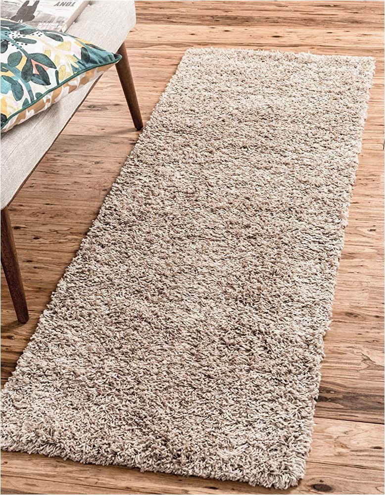 6ft X 6ft area Rugs Unique Loom solo solid Shag Collection area Modern Plush Rug Lush & soft, 2 Ft 2 In X 6 Ft 5 In, Taupe