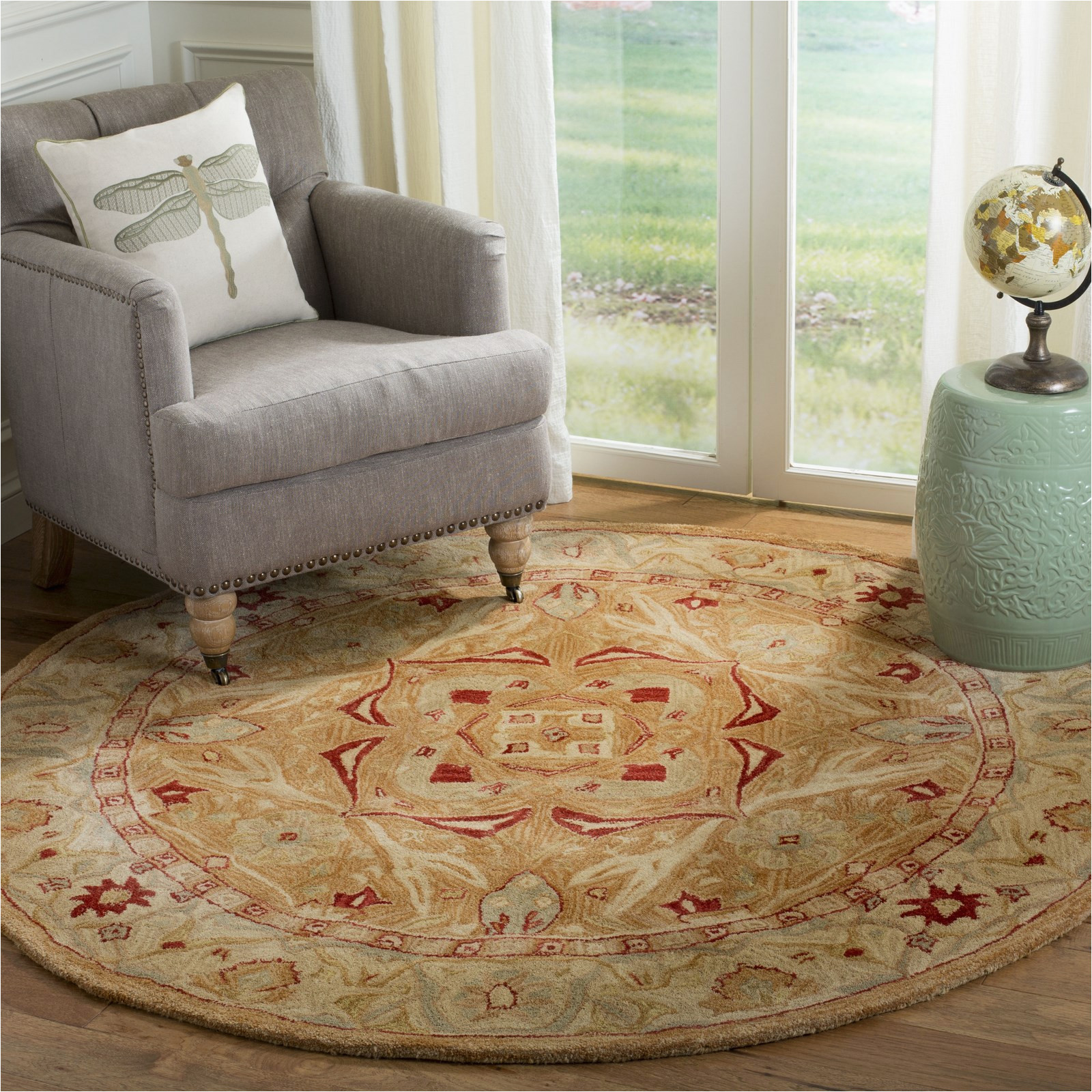 Area Rug Cleaning Tyler Tx Safavieh Anatolia Tyler Traditional Wool area Rug, Strawberry/ivory, 4′ X 4′ Round