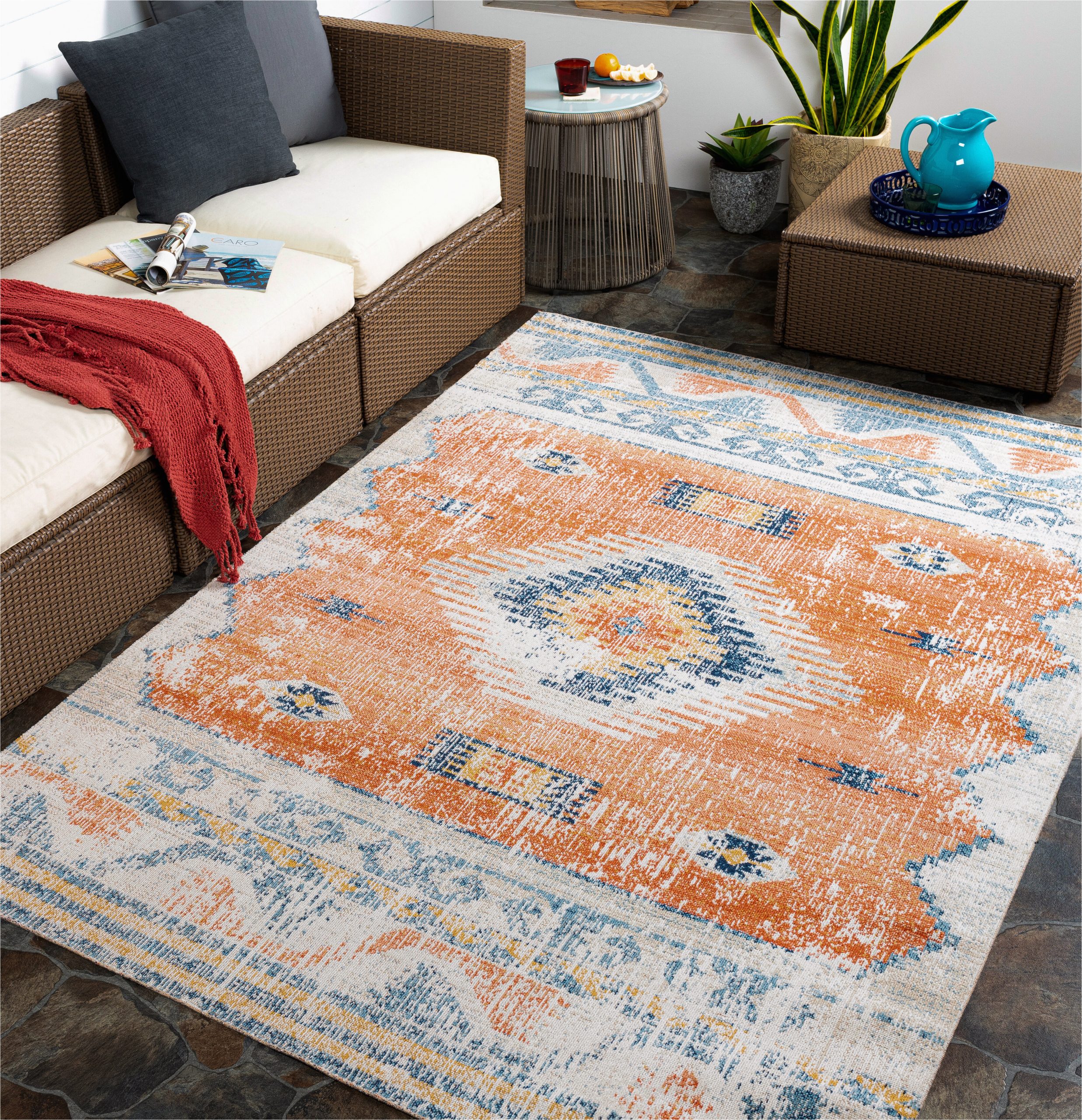 Area Rugs San Jose Ca Enciso southwestern orange Indoor / Outdoor Use area Rug