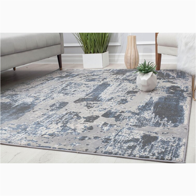 Astor Vintage Sapphire Blue Gray area Rug astor Abstract Gray area Rug