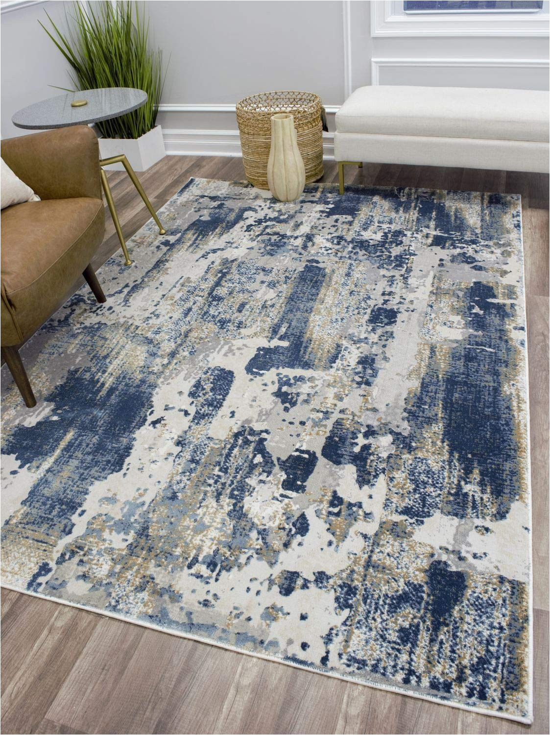 Astor Vintage Sapphire Blue Gray area Rug Cosmoliving by Cosmopolitan astor Sapphire Blue Abstract Transitional area Rug 2’x8′