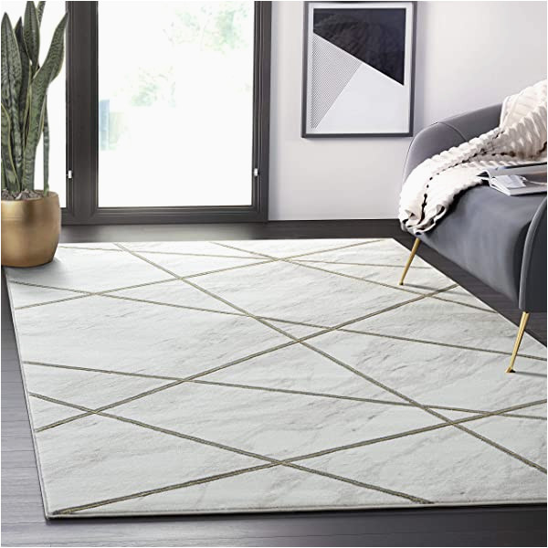 Azha Broken Light Gray area Rug Amazon.com: Alfombra De Ã¡rea Con LÃ­neas Onduladas Grises Y Doradas …