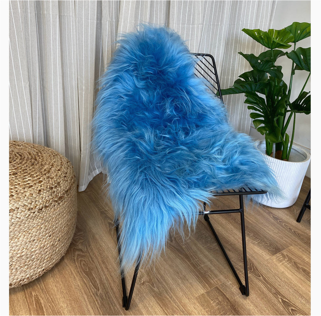 Baby Blue Fur Rug Icelandic Sheepskin Rug Baby Blue (single)