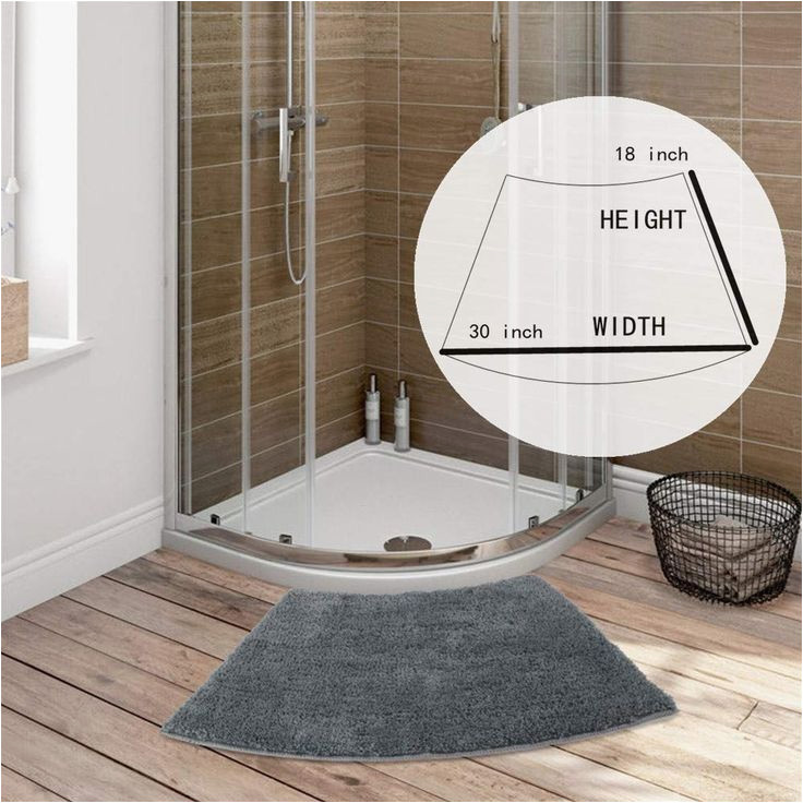 Bath Rug for Corner Shower Seavish Luxury Grey Shag Curved Bath Rug, 18 X 30 Inch Non Slip …