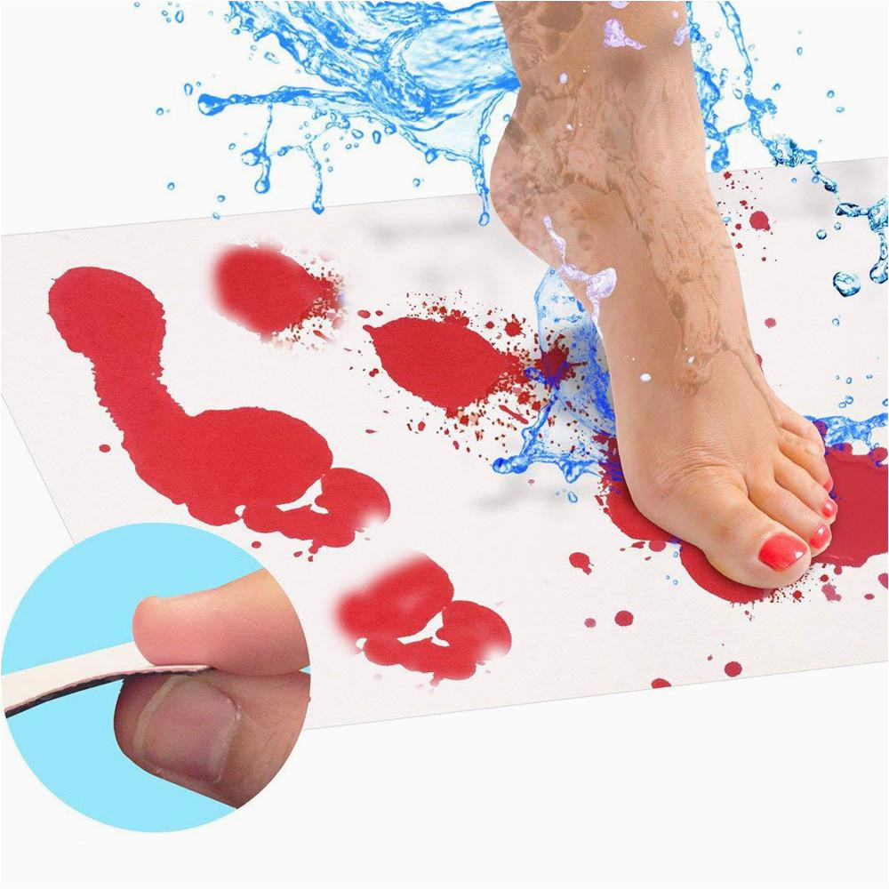 Bath Rug that Turns Red when Wet Novelty Bloody Bath Mat Color Changing Sheet Turns Red Wet Make You Bleeding Footprints