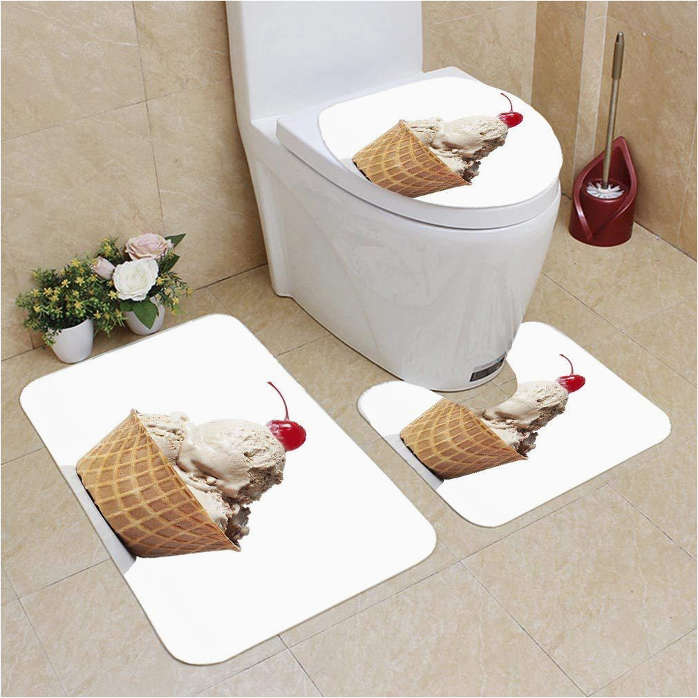 Bath Rugs and Lid Covers Ice Cream Bowl Cherry top 3 Piece Bathroom Rugs Set Bath Rug Contour Mat and toilet Lid Cover â Zu Niedrigen Preisen Im Onlineshop Auf Joom Kaufen