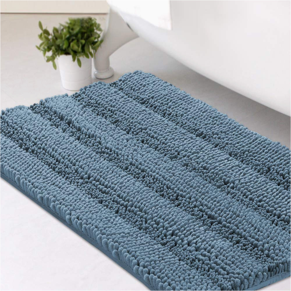 Bath Rugs that Dry Fast Bath Mats for Bathroom Non Slip Extra Thick Chenille Striped Bath Rug 20″ X 32″ Absorbent Non Skid Fluffy soft Shaggy Rugs Washable Dry Fast Plush …